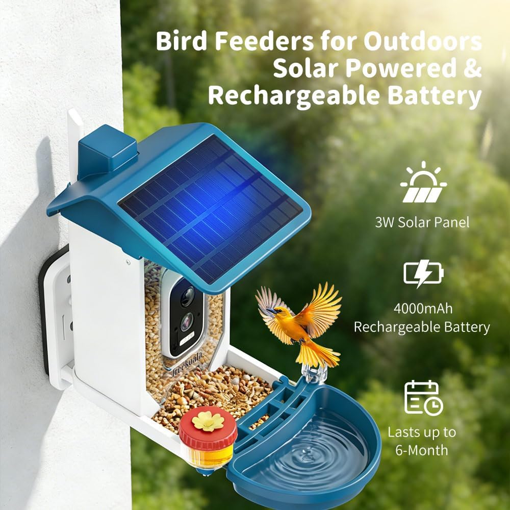 Freekoala 4K Camera Bird Feeder - Blue
