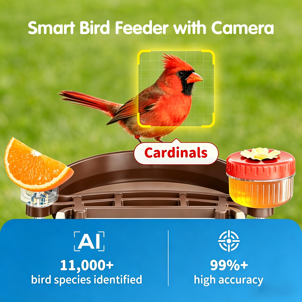 Freekoala 4K Camera Bird Feeder - Brown