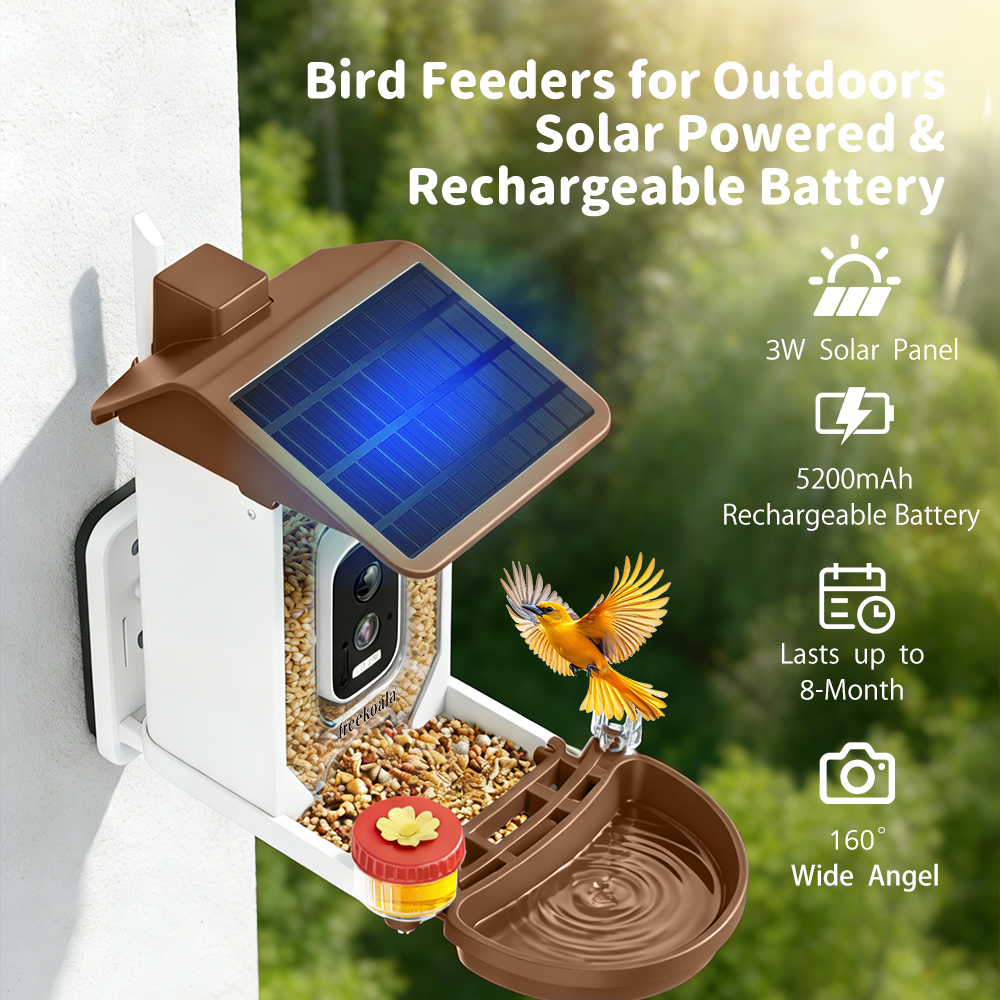 Freekoala 4K Camera Bird Feeder - Brown