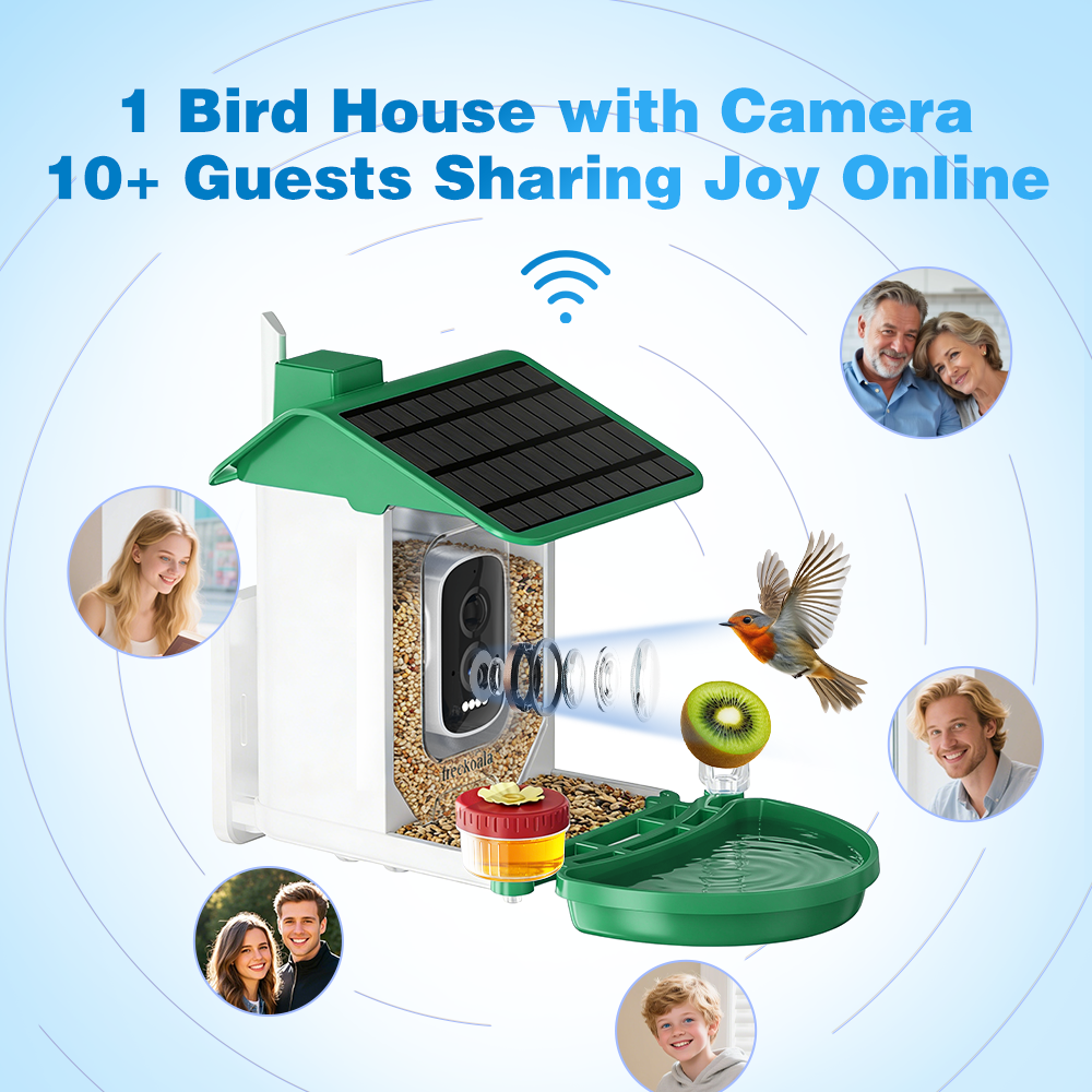 FreeKoala 4K Camera Bird Feeder - Green