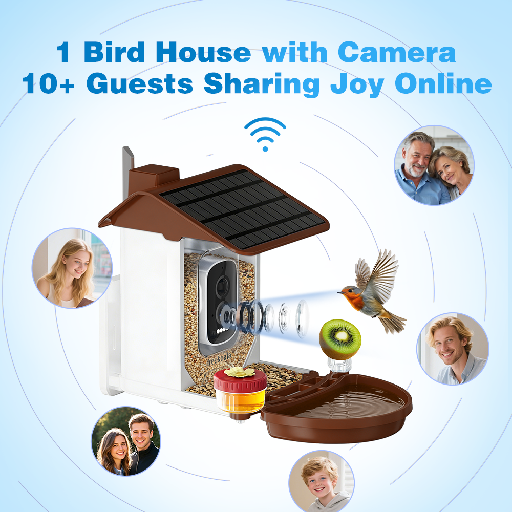 Freekoala 4K Camera Bird Feeder - Brown